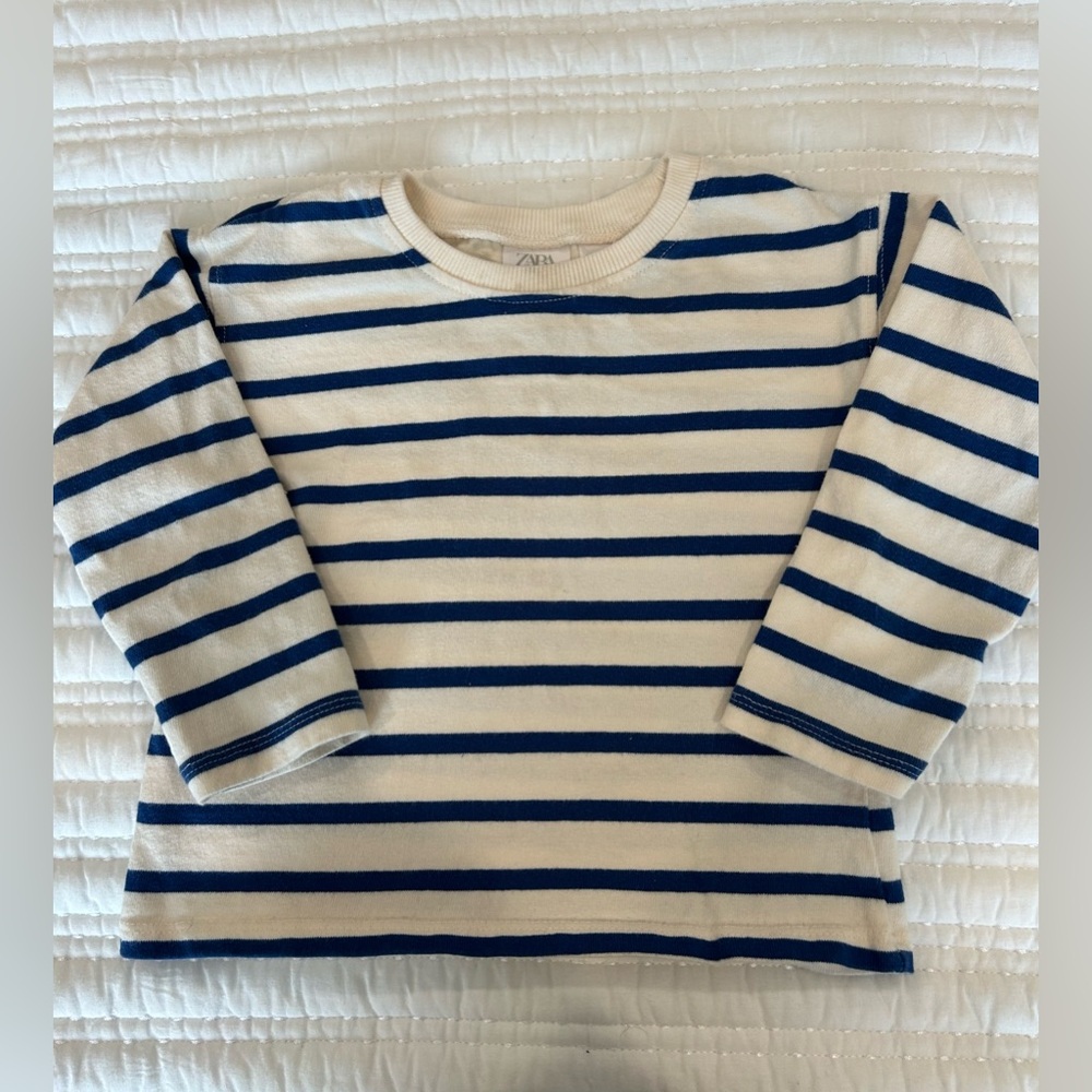 Zara Kids Girls Blue & Ivory Stripe Sweatshirt Size 3
